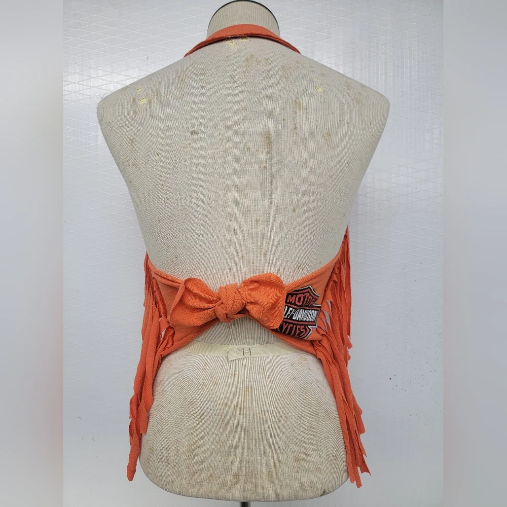 Harley Davidson Sturgis Rally Fringe Halter Top Upcycled - Picture 6 of 7